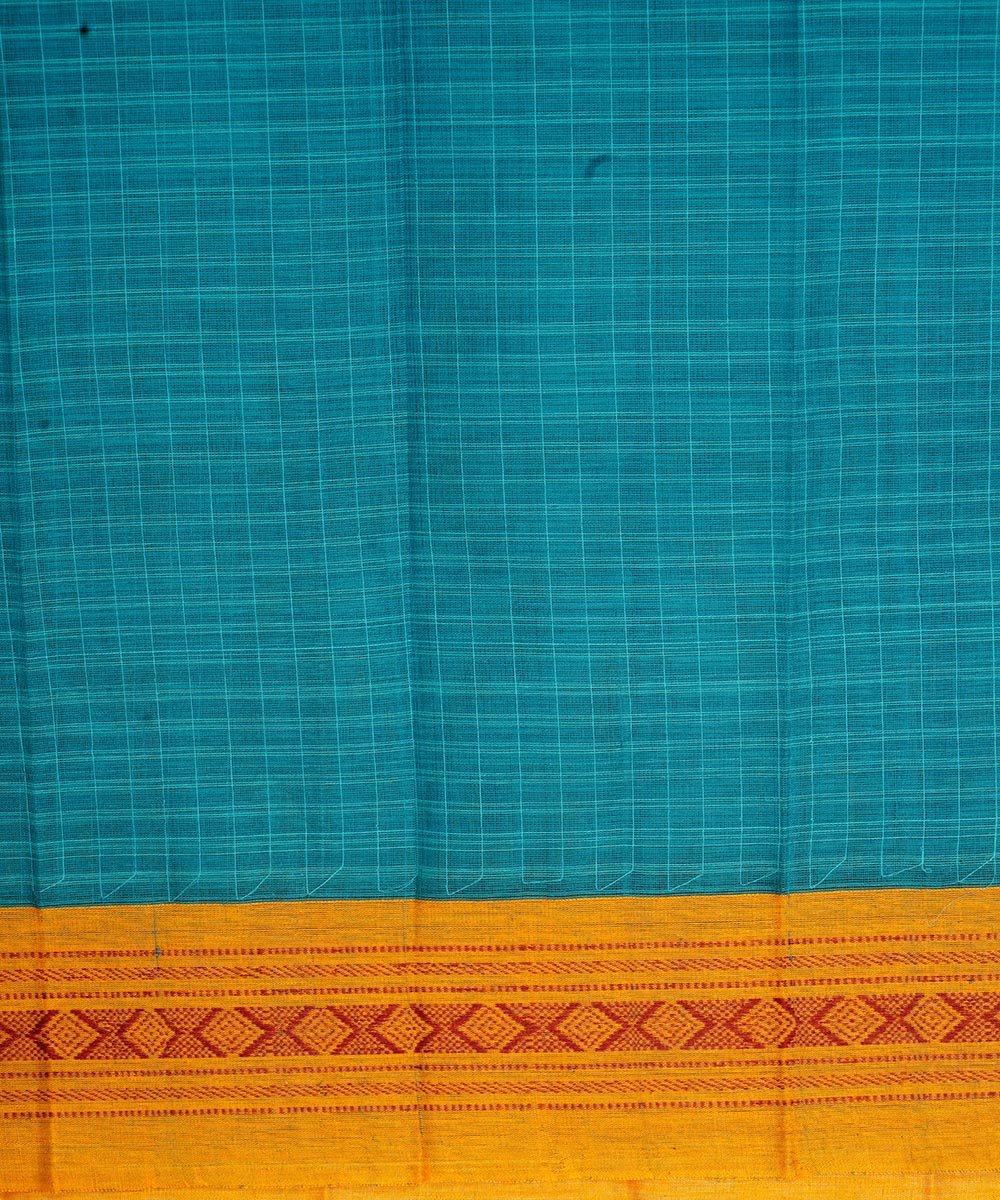 Blue green cotton handloom narayanapet saree
