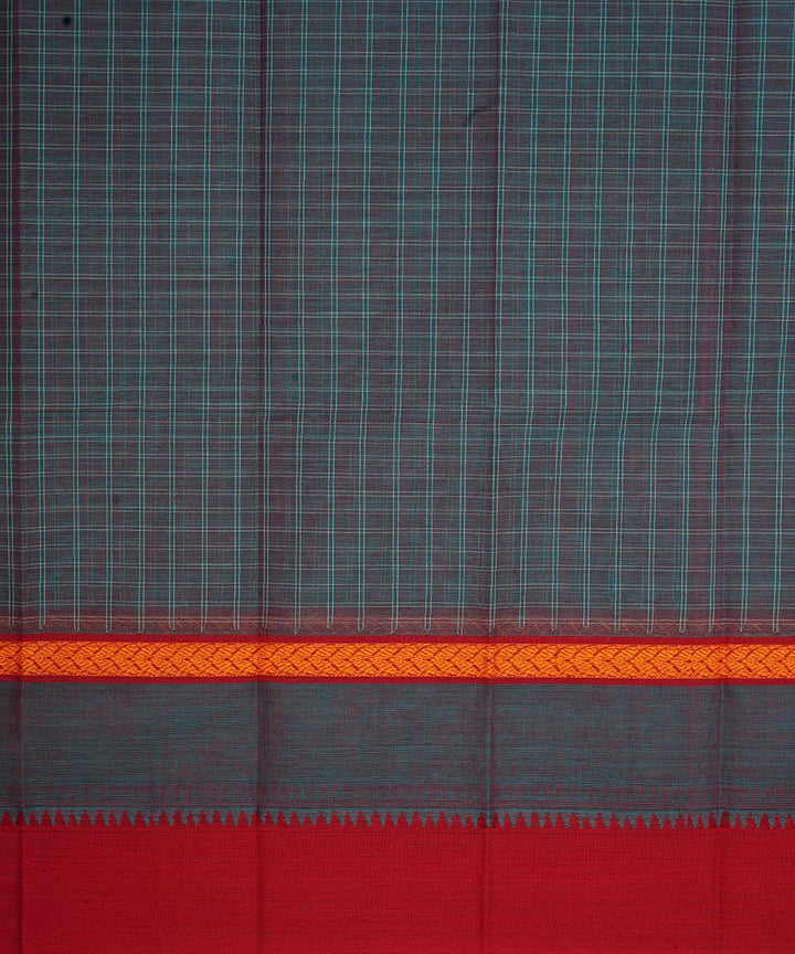 Dark grey cotton handloom narayanapet saree