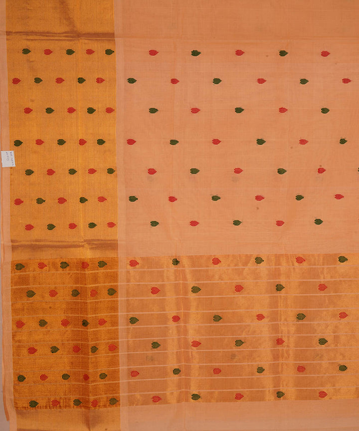 Light orange cotton handwoven venkatagiri saree