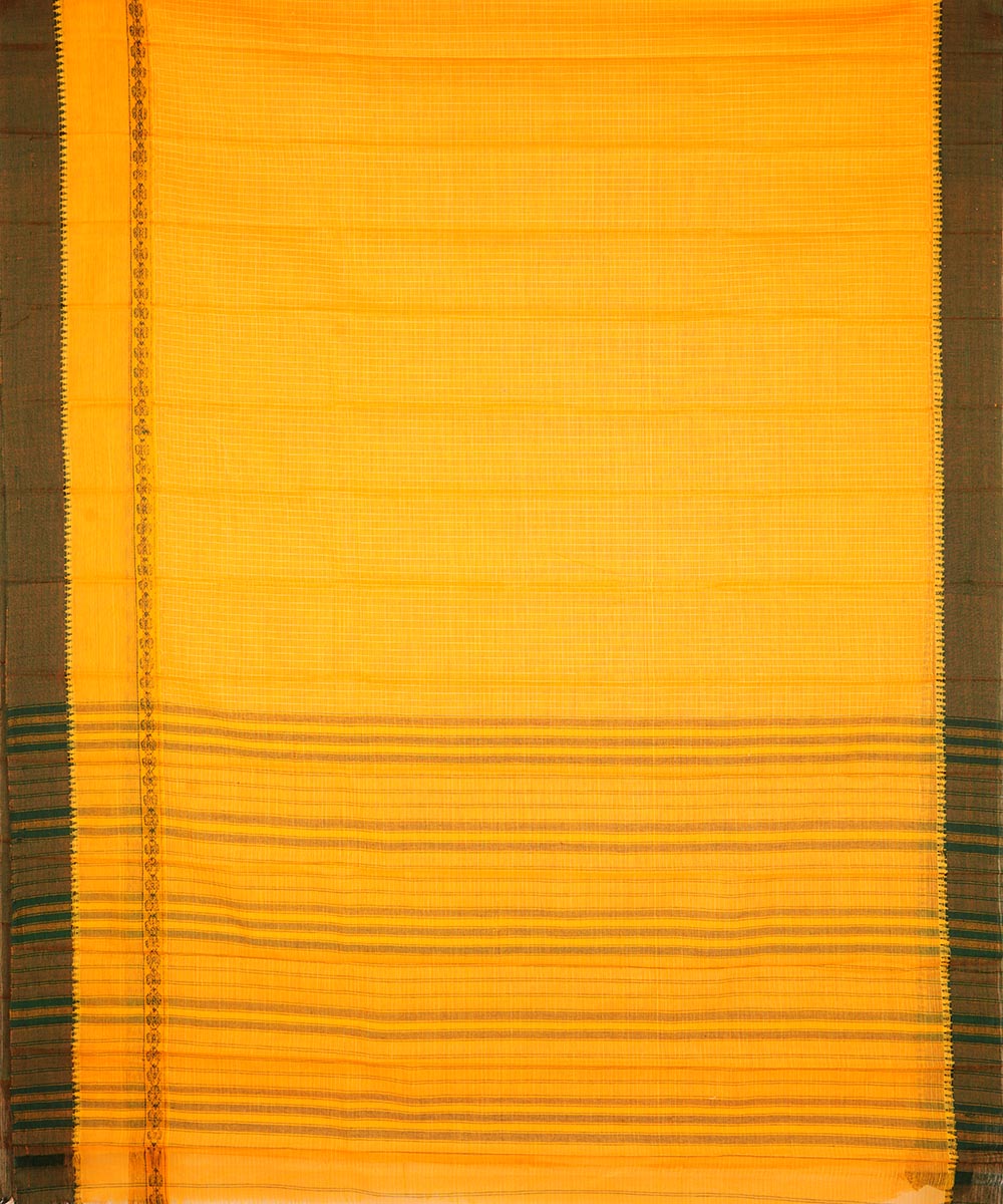 Dark yellow cotton handloom narayanapet saree