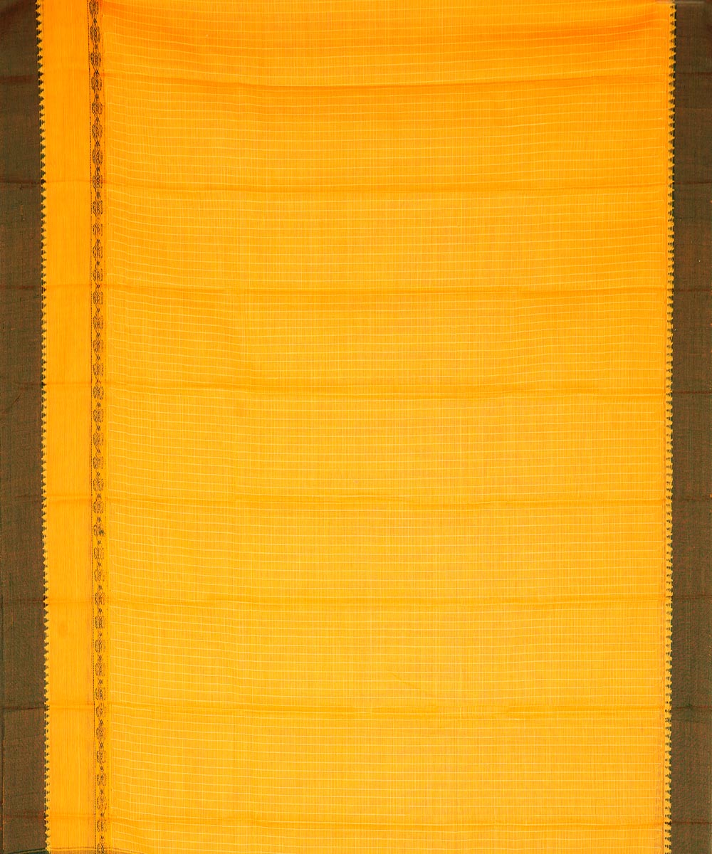 Dark yellow cotton handloom narayanapet saree