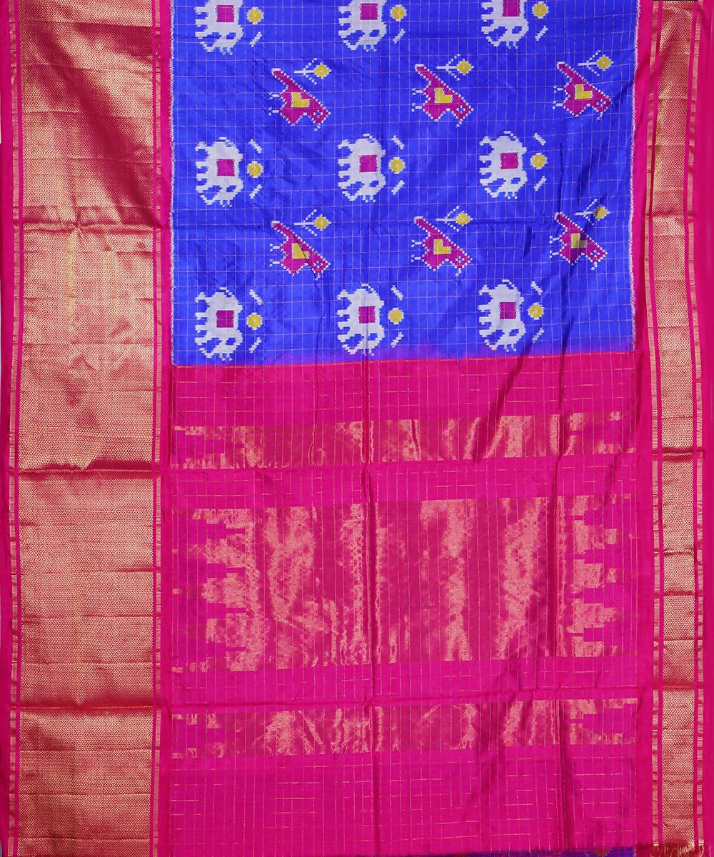 Royal blue handloom silk pochampally saree