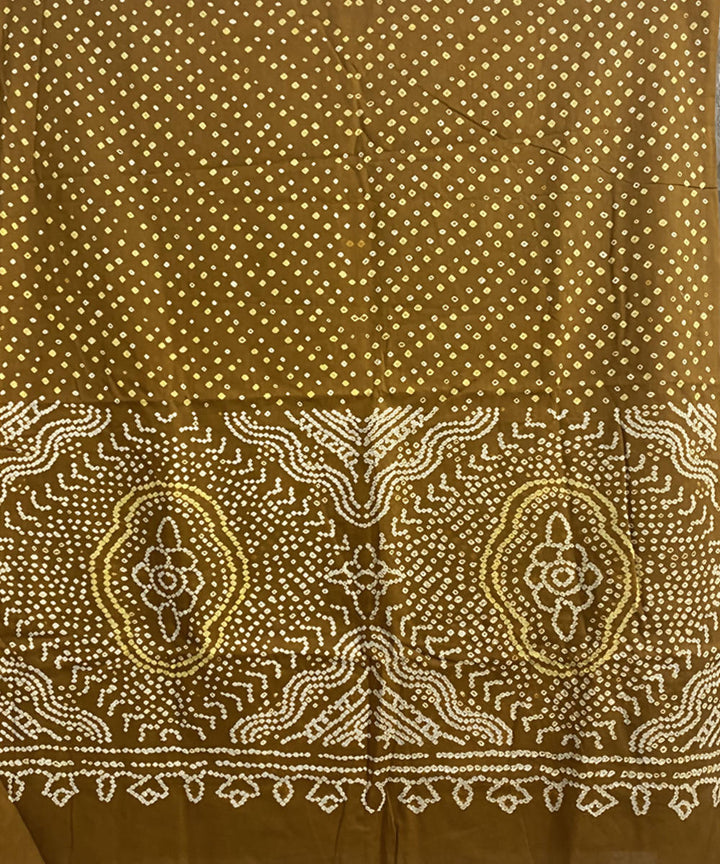 Mustard tie dye bandhani cotton silk saree