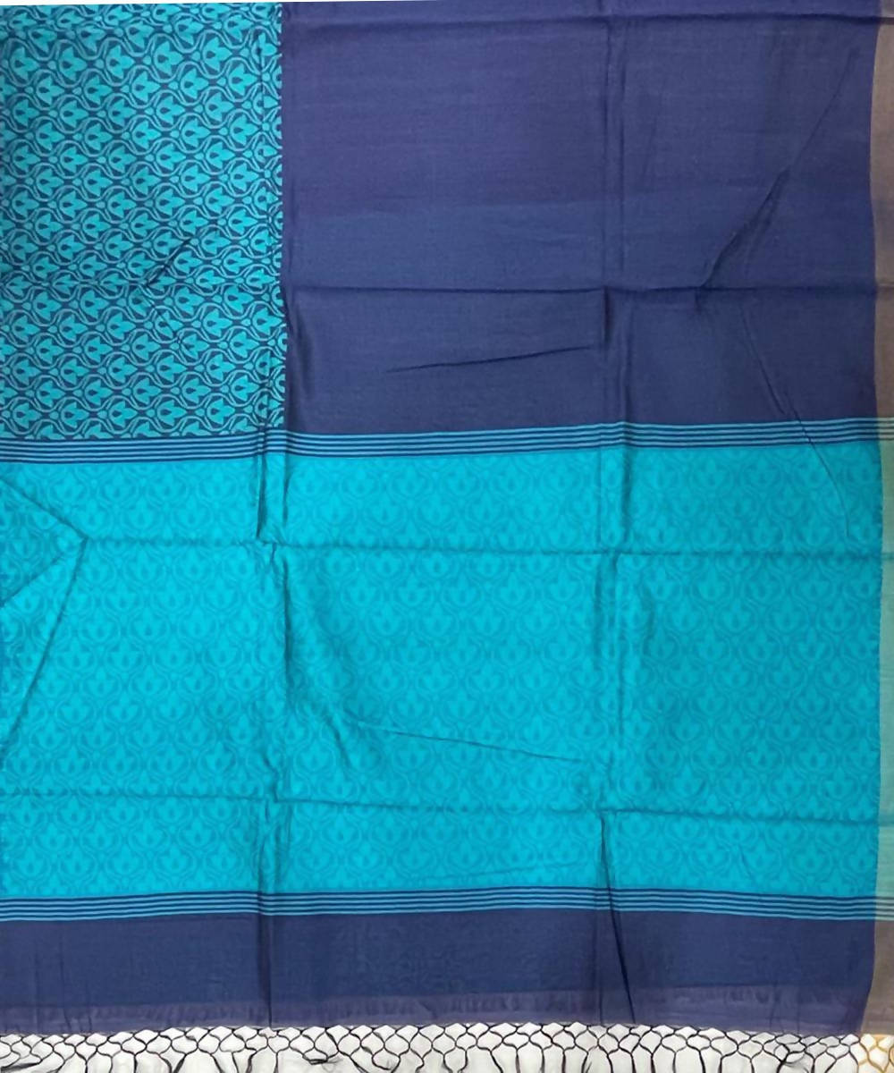 Navi blue and sky blue handwoven tussar silk saree