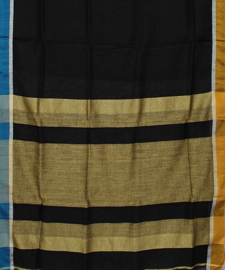 Handwoven Black Linen Saree
