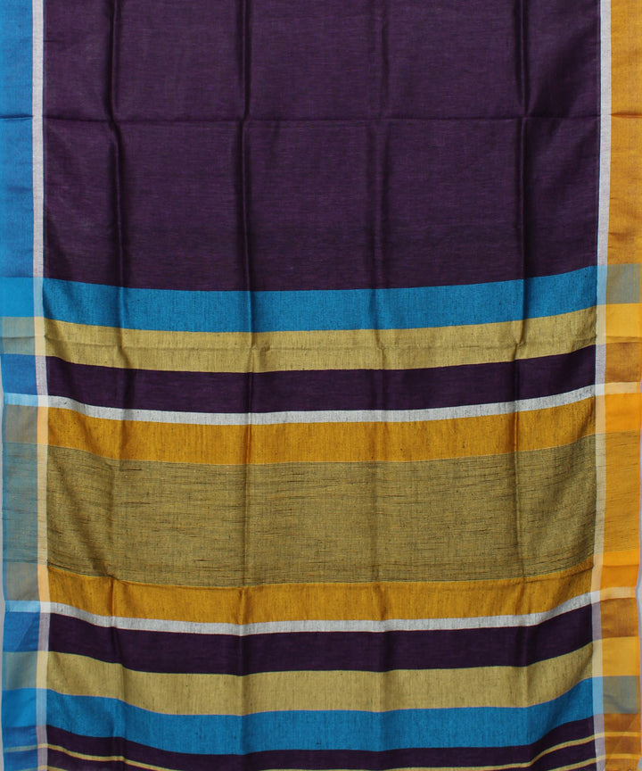 Purple Handwoven Linen Saree