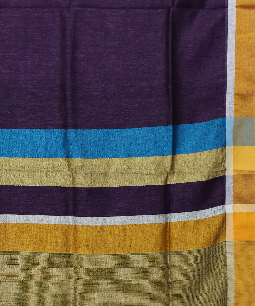 Purple Handwoven Linen Saree