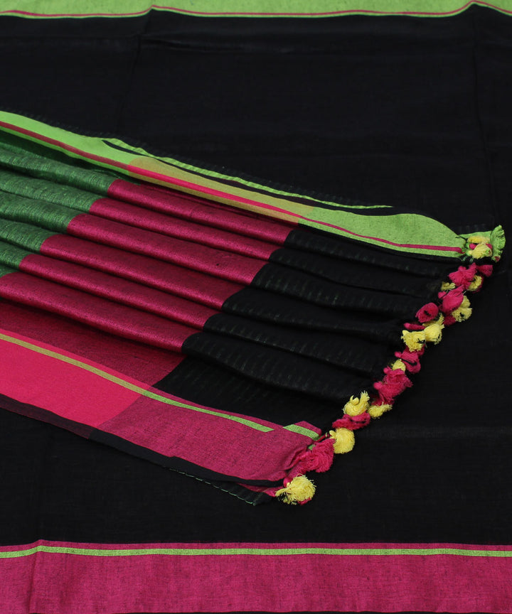 Linen Handwoven Black Saree