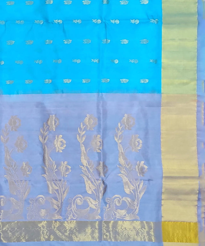 Sky Blue Butta Work Handwoven Silk Venkatagiri Saree