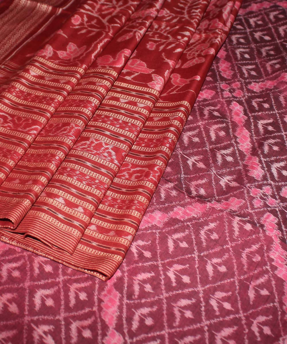 Magenta Sambalpuri Cotton Handloom Saree