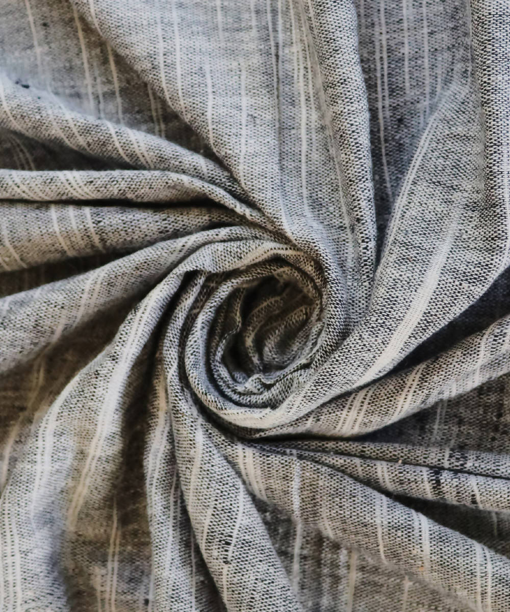 Black and cream handspun handwoven cotton fabric