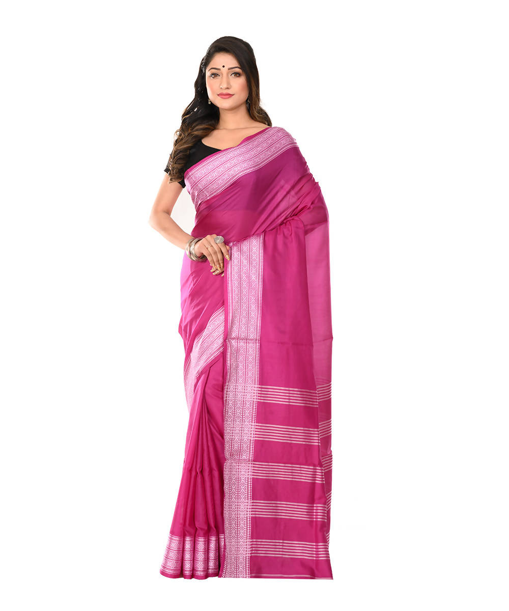 Pink Shantipuri Bengal Handloom silk Saree