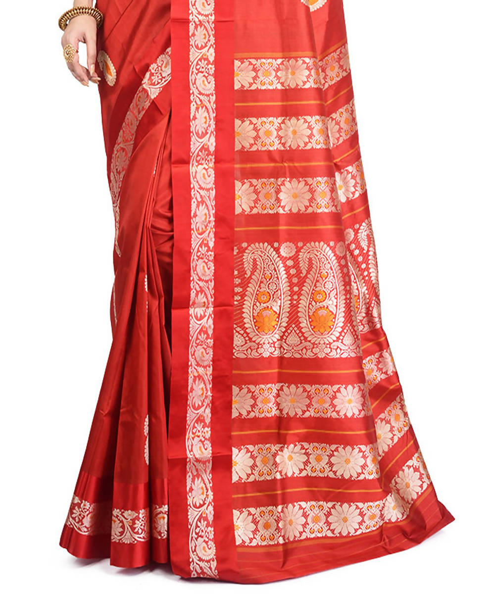 Red handloom garad silk saree