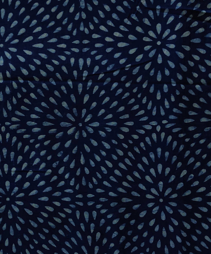 Navy blue ajrakh print natural dye handspun cotton fabric(2.5m per qty)