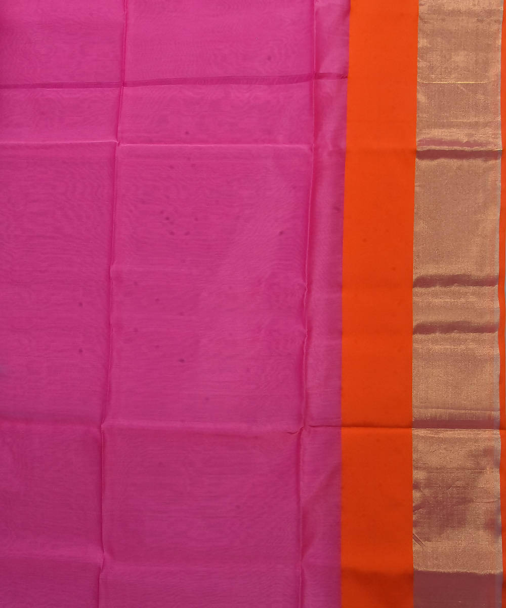 Handloom Pink Maheshwari Cotton Silk Saree