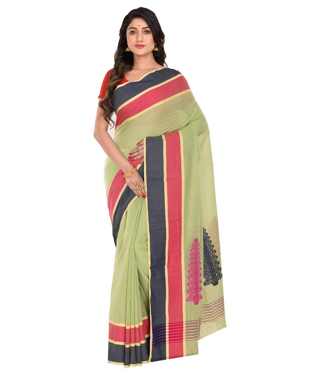 Bengal handloom green tangail cotton saree