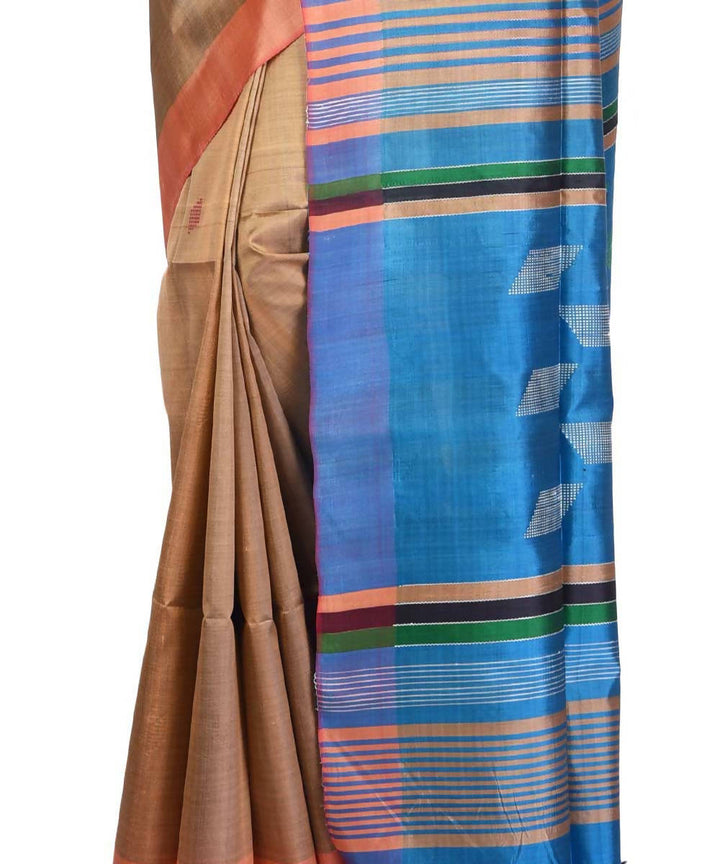 Biscuit Beige brown Bengal handloom silk saree