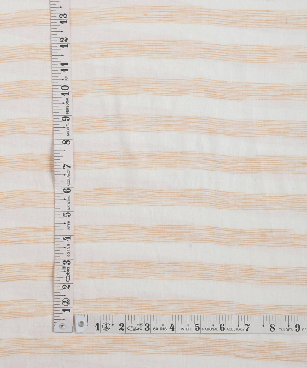White yellow orange striped handwoven cotton fabric