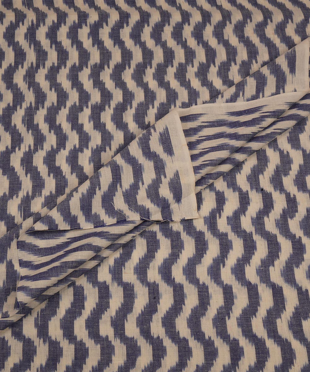 2.5m White blue handwoven cotton pochampally kurta material