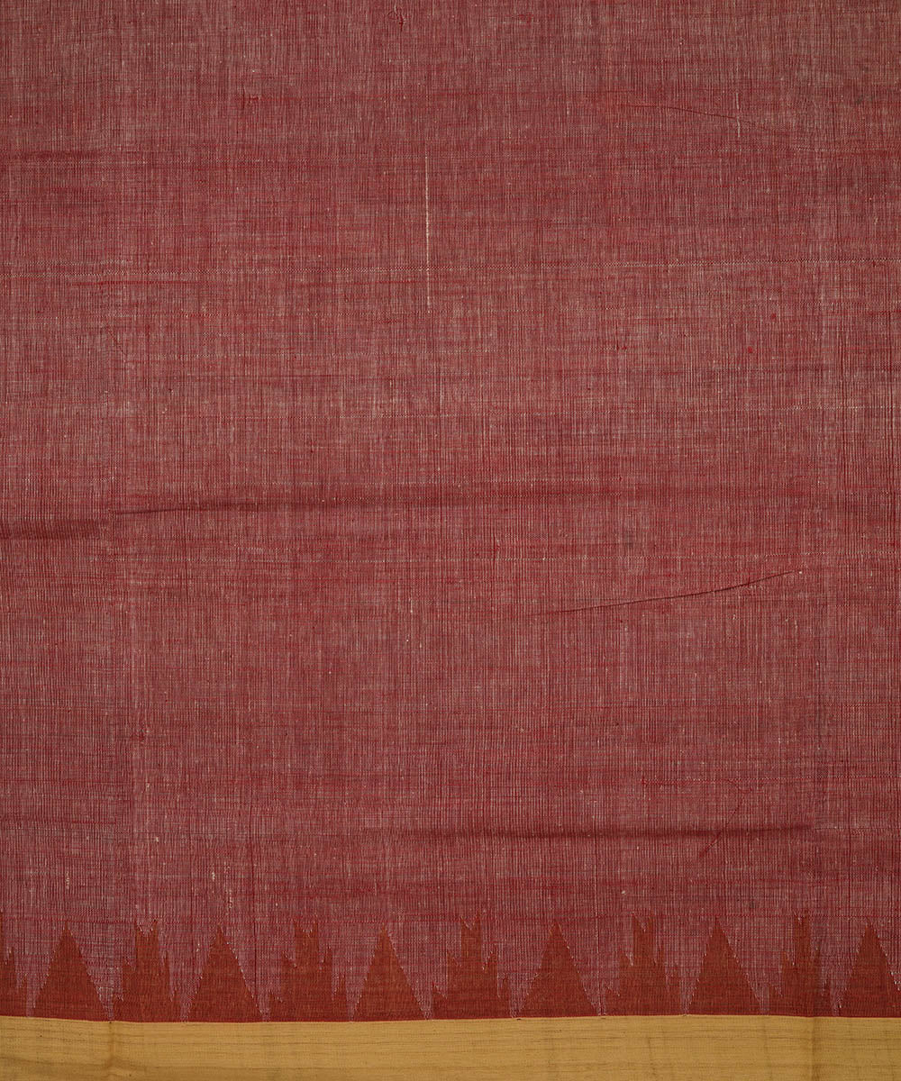 Light red hued natural dyed cotton handwoven srikakulam kuppadam jamdani saree