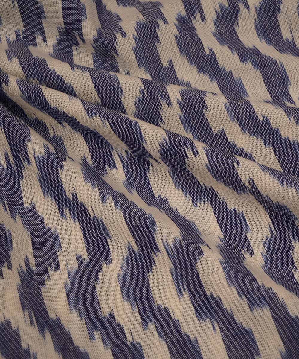 2.5m White blue handwoven cotton pochampally kurta material