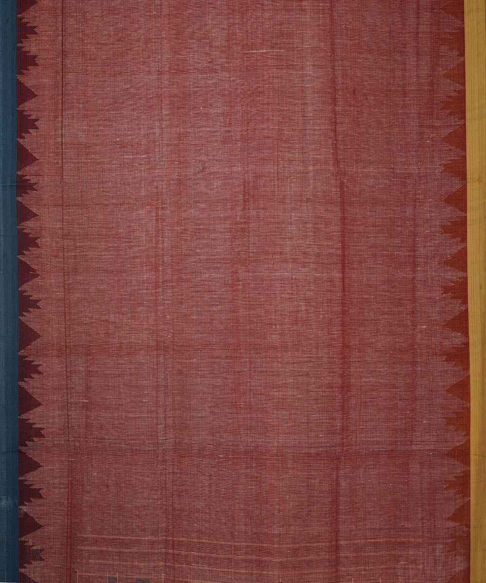 Light red hued natural dyed cotton handwoven srikakulam kuppadam jamdani saree