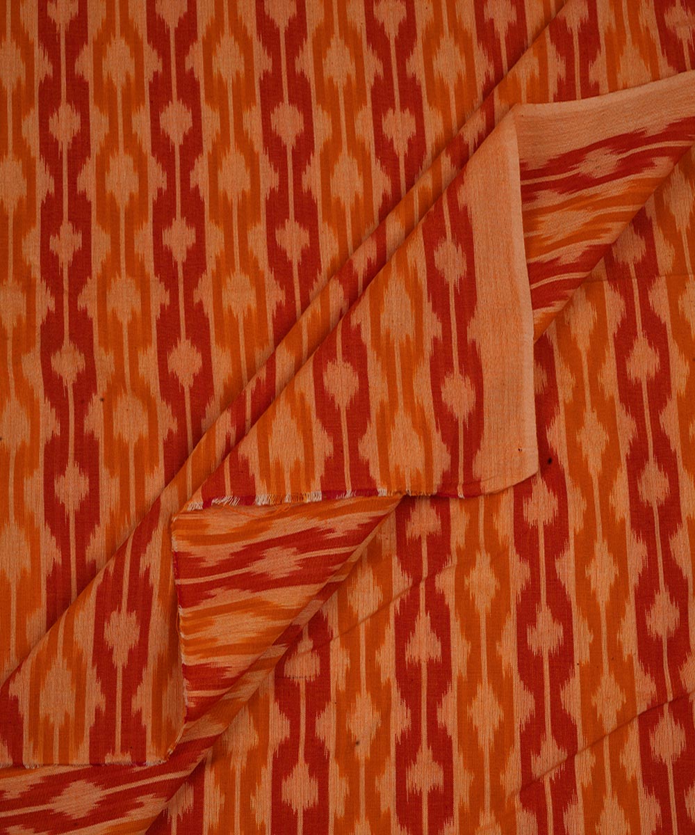 2.5m Orange red handwoven single ikat cotton pochampally kurta material