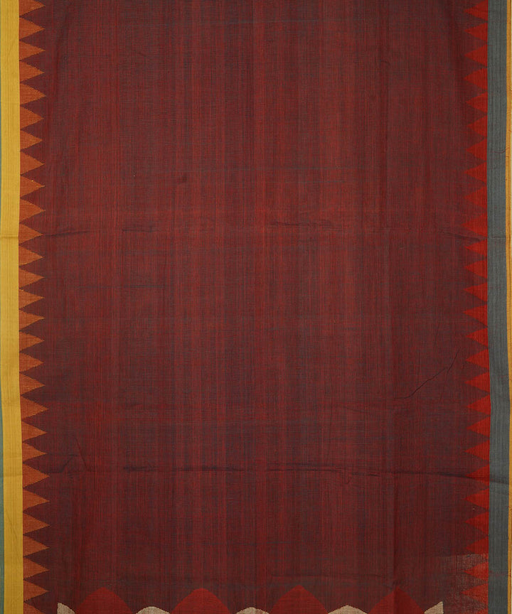 Maroon natural dyed cotton handwoven srikakulam kuppadam jamdani saree