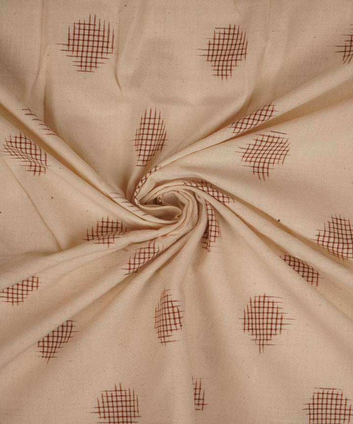Light beige brown handwoven double ikat cotton pochampally fabric