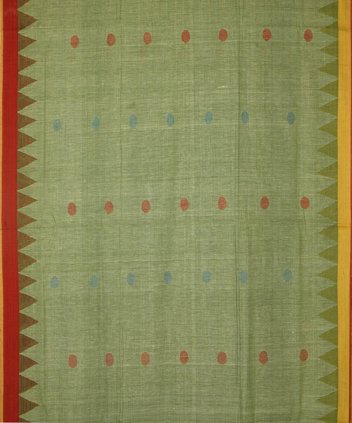 Pale green natural dyed cotton handwoven srikakulam kuppadam jamdani saree