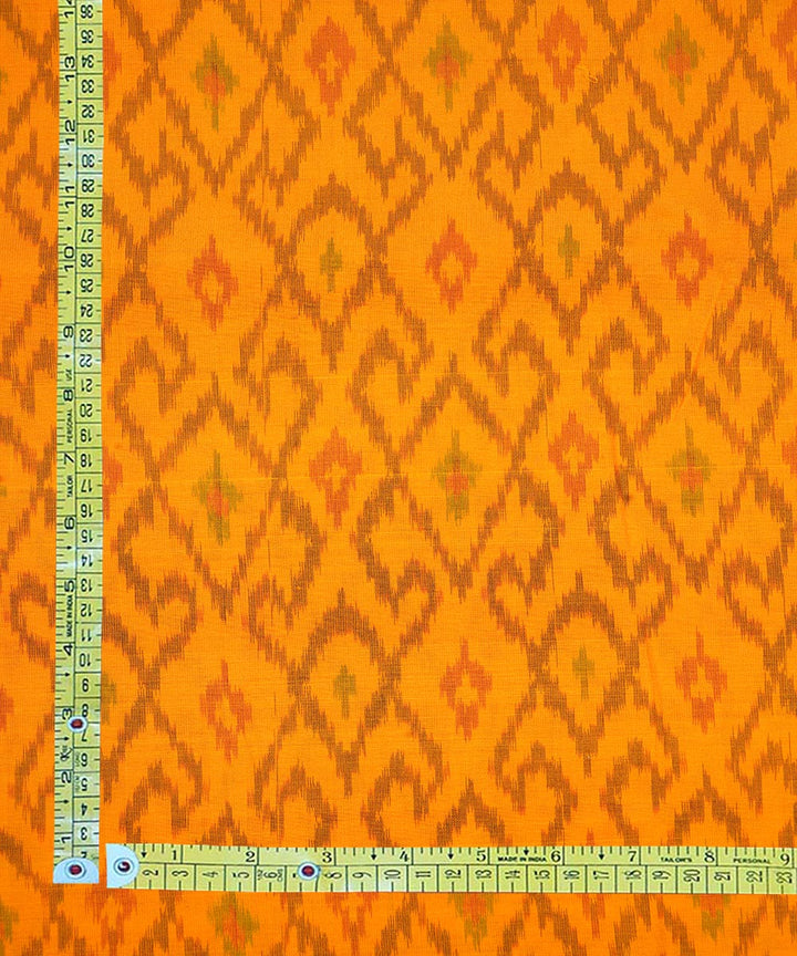Yellow handwoven single ikat cotton silk pochampally fabric