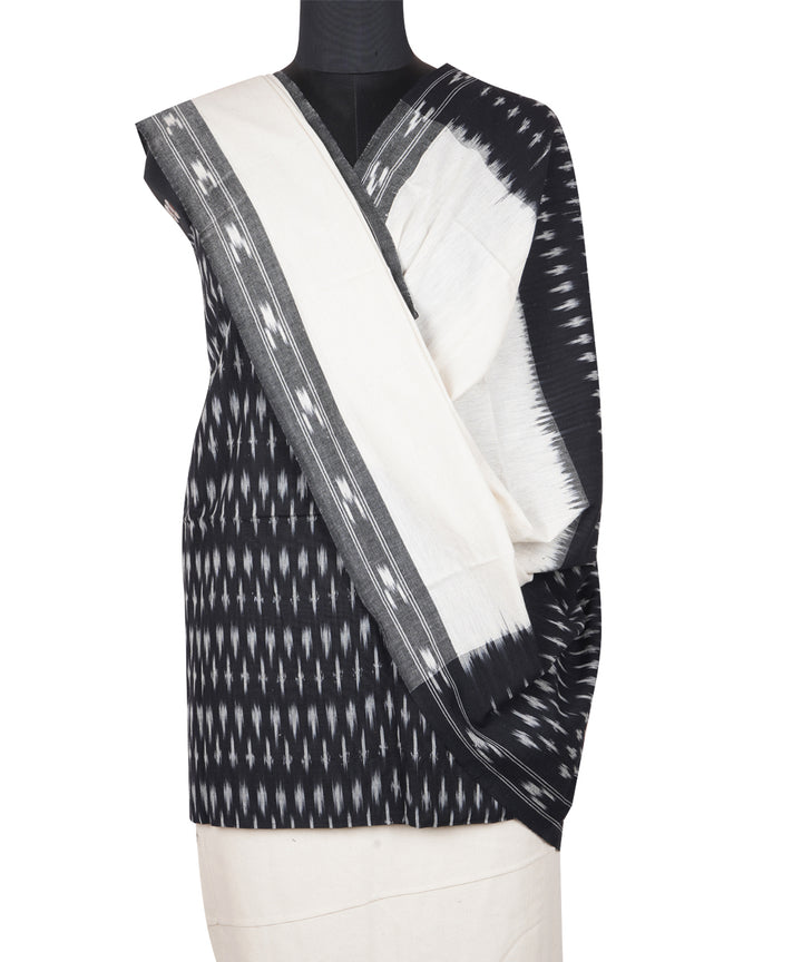 3pc Black white handwoven cotton pochampally ikat dress material