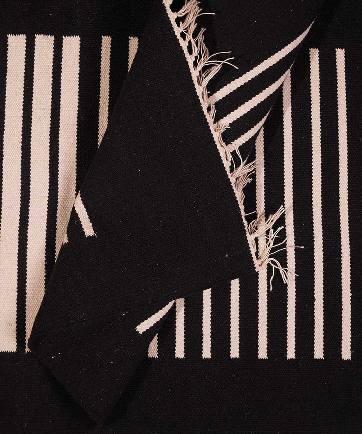 Black handloom cotton interlock durrie