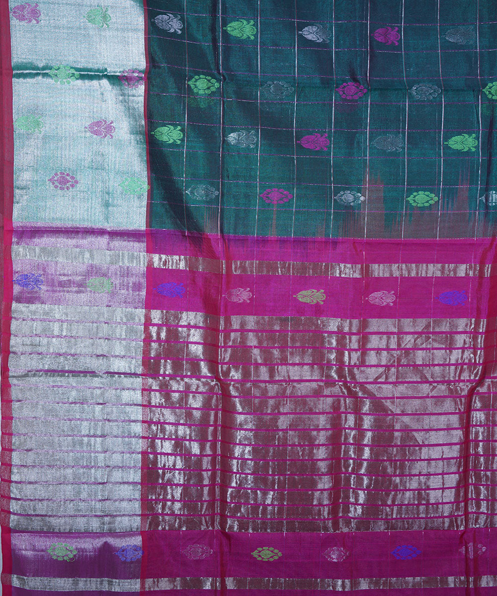 Dark green handwoven cotton silk venkatagiri saree