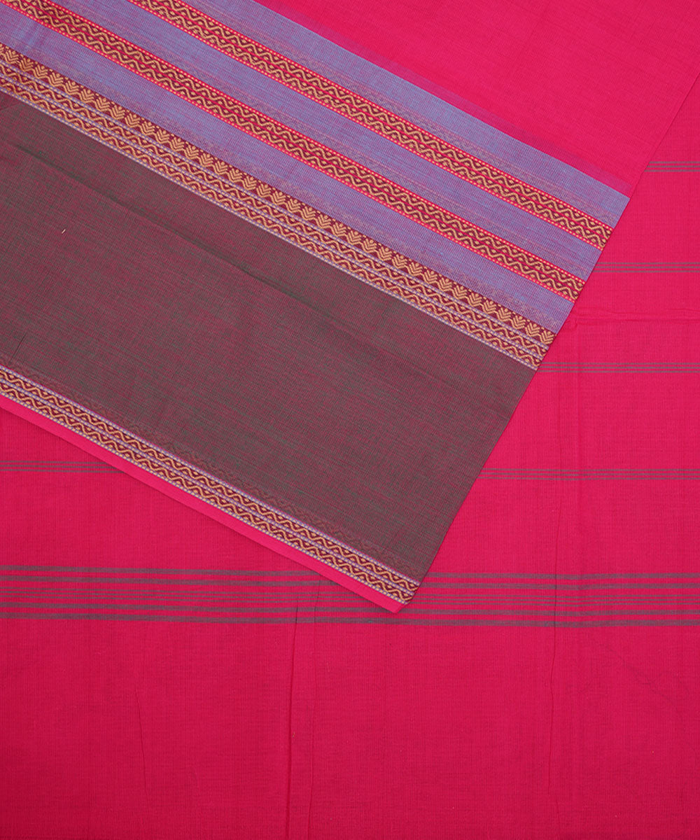 Pink handwoven cotton venkatagiri saree