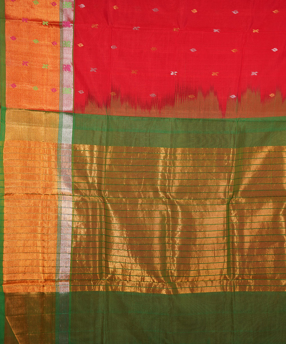 Red handwoven cotton silk venkatagiri saree