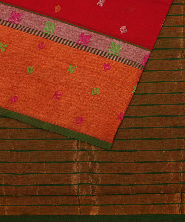 Red handwoven cotton silk venkatagiri saree