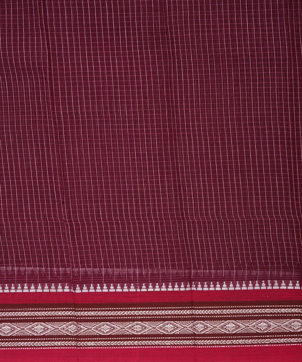 Maroon handwoven cotton narayanpet saree