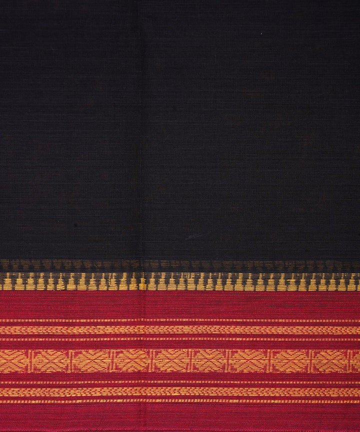 Black handwoven cotton narayanpet saree