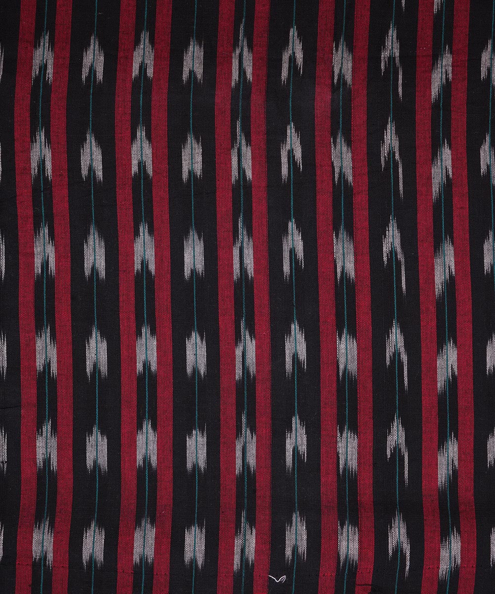 Black handloom single ikat cotton pochampally fabric
