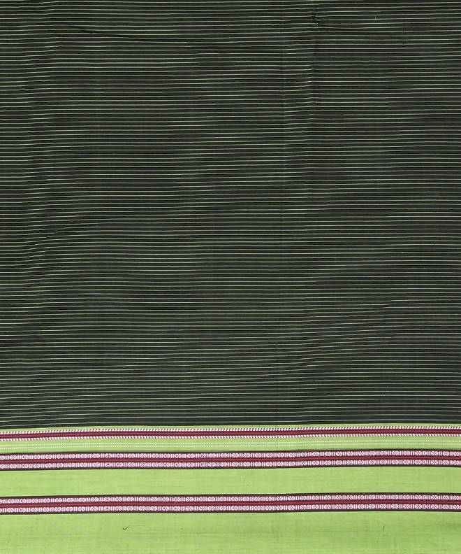 black green handwoven Stripe gomi dadi border ilkal saree