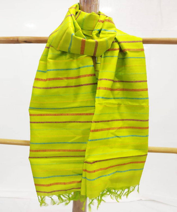 Parrot green handwoven natural dyed tussar silk dupatta