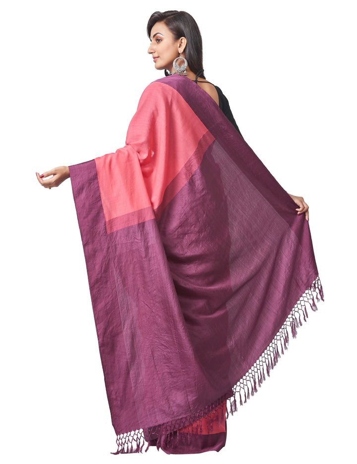 Biswa bangla handwoven pink cutshuttle cotton saree