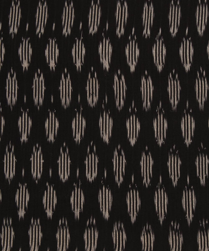 Black handwoven cotton pochampally ikat fabric