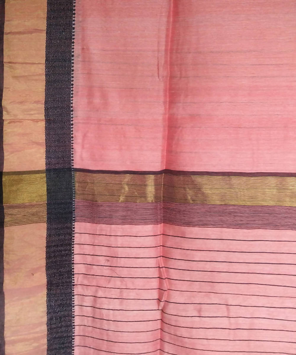 Light orange matka silk handwoven bengal saree
