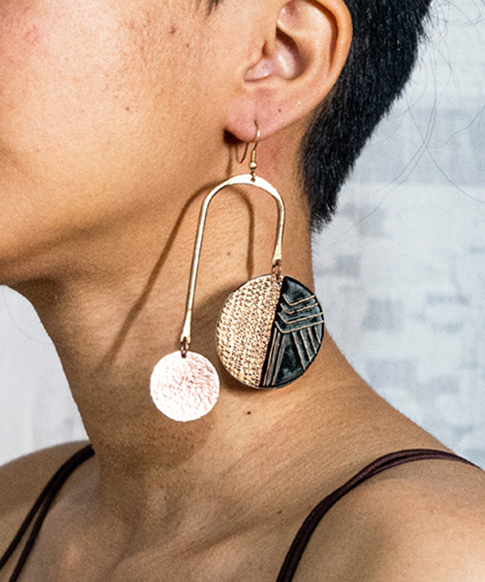 Brown handcrafted suntop copper dangler earring