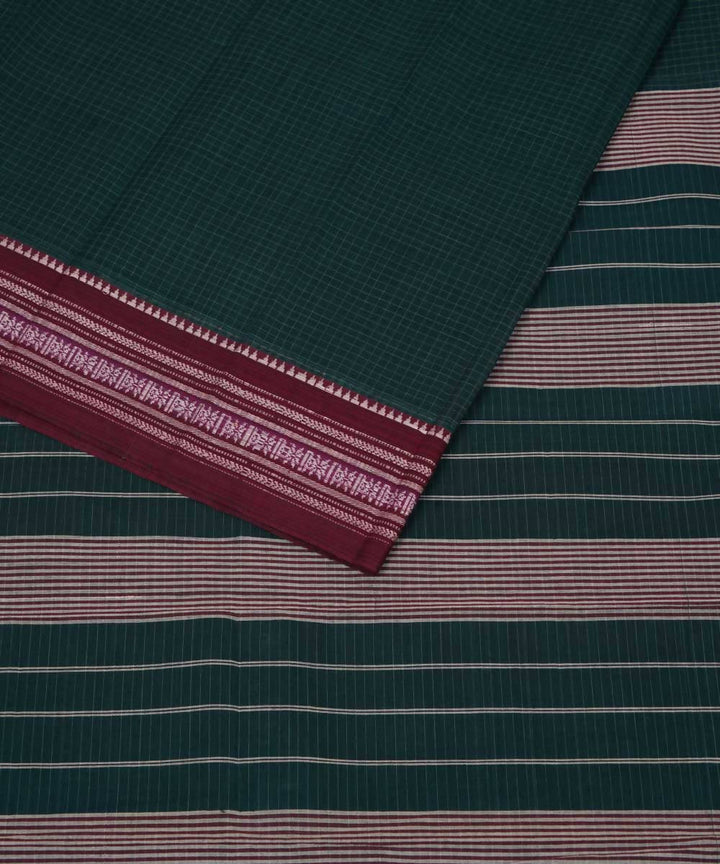 Dark green handloom cotton narayanpet saree