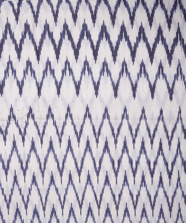 White grey handwoven pochampally ikat cotton fabric