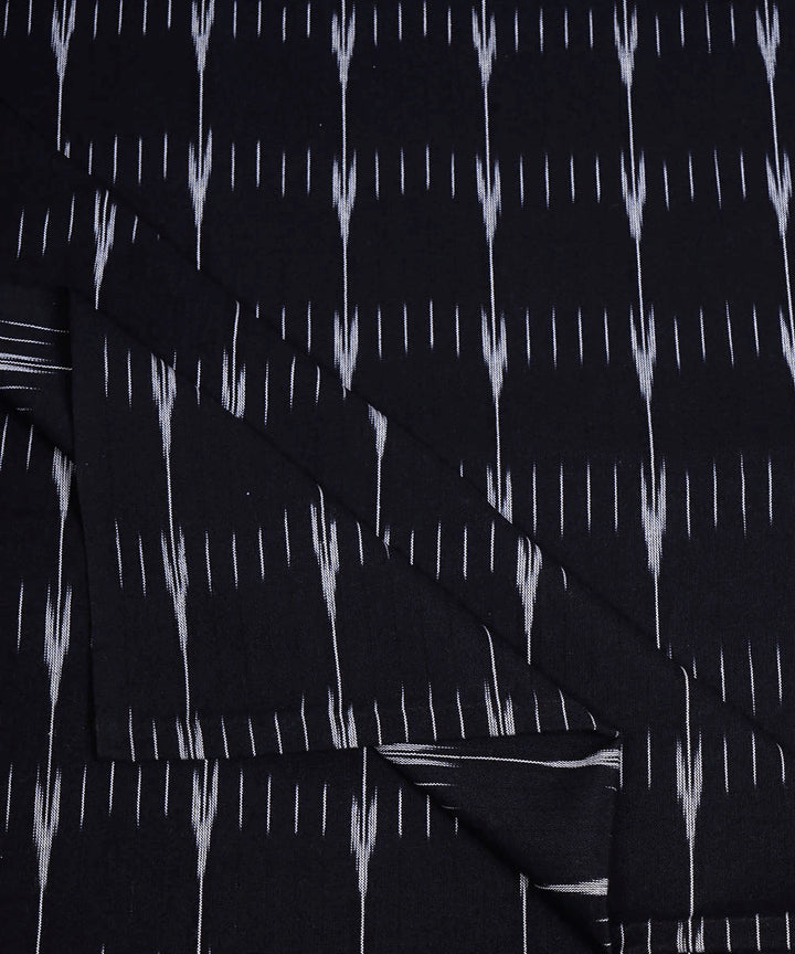 Black grey handwoven pochampally ikat cotton fabric