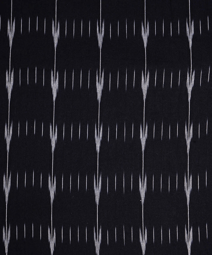 Black grey handwoven pochampally ikat cotton fabric